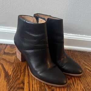 Madewell Black Leather Ankle Boots with Block Heel